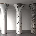 Modern Decorative Columns With White Black Marble Patterns And Metal Accents 3d model