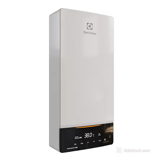 Rinnai White Water Heater With Digital Display Showing 38 Degrees Celsius 3d model 