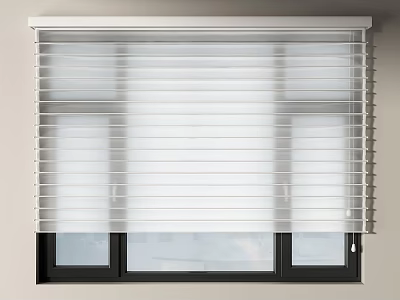 White Window Blinds Installed On Window With Black Frame For Modern Home Interior Design 3d model