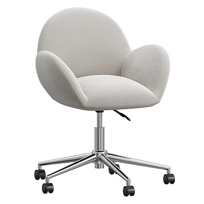 Light Gray Upholstered Office Chair With Curved Armrests And Metallic Five Star Base 3d model