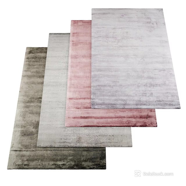 Modern Square Rugs in Soft Grey Pink and Beige Tones with Textured Finish 3d model 
