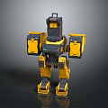 Sci Fi Robot Character With Yellow And Black Armored Mechanical Structure Design 3d model
