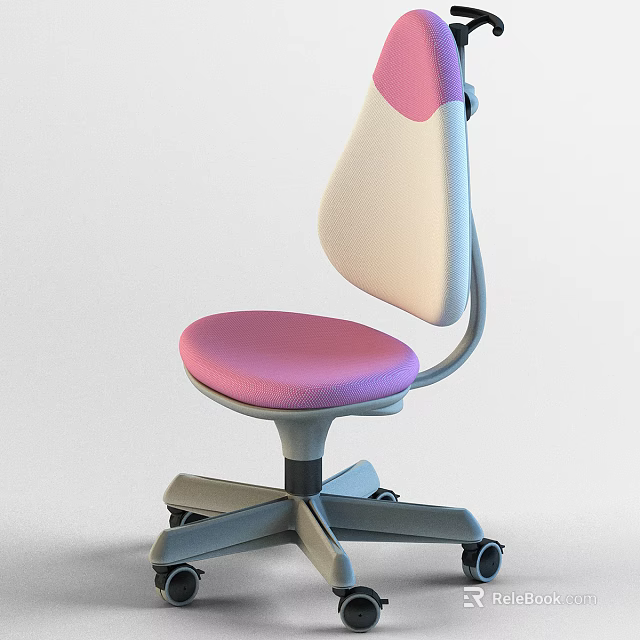 Modern Office Chair With Pink Seat Cushion White Backrest And Rolling Wheels For Home Office 3d model 