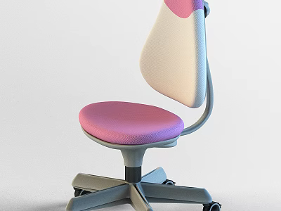 Modern Office Chair With Pink Seat Cushion White Backrest And Rolling Wheels For Home Office 3d model