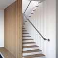 wooden stair handrail stair villa stair 3d model