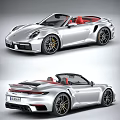 Silver Convertible Sports Car with Red Seats Sporty Exterior and Alloy Wheels