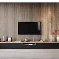 Wooden TV Cabinet TV Background Wall 3d model