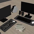 Computer combination office supplies audio books mouse keyboard display 3d model