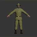 Man in Yellow Uniform With Hat Belt and Boots 3D Character Model