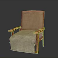 Modern Wooden Chair With Orange Frame Light Green Cushion And Gray Cloth