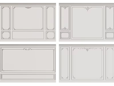 Background Wall Panel Designs With Symmetrical Frames And Ornate Decorative Trim 3d model
