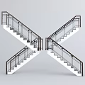 Modern X shaped Staircase With White Steps And Metal Railings Interior Design