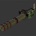 Multi Barrel Machine Gun With Metal Barrels And Mechanical Components Design 3d model