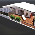 Detached Villa Featuring Wooden Terrace Lounge Chair Green Plants And Black Railing