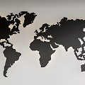 Stylish Black World Map Wall Decor for Modern Home Wall Art 3d model