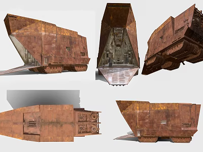 Rusty Industrial Heavy Duty Vehicle Showcased From Multiple Angles With Tracked Structure 3d model