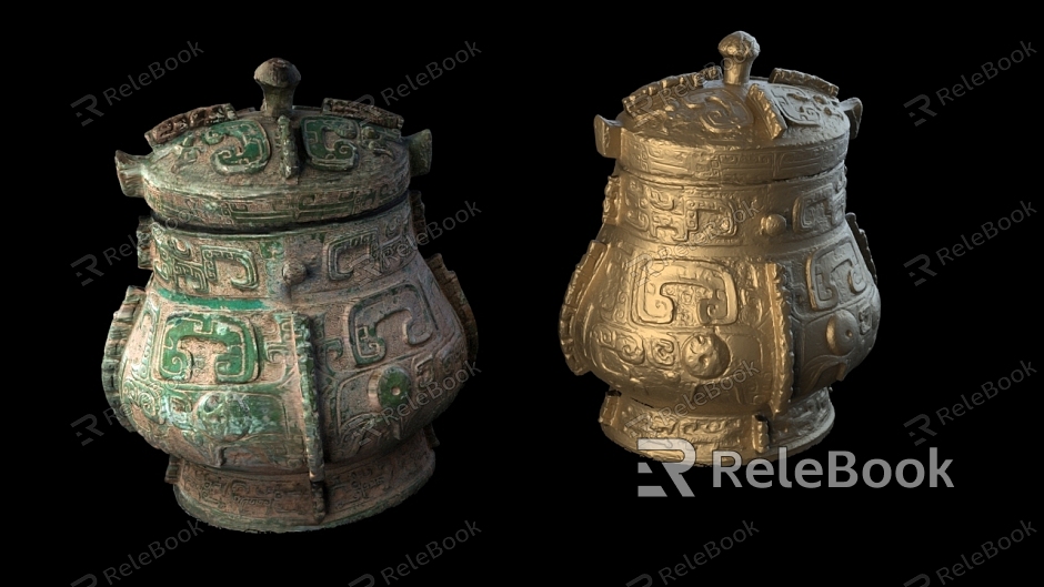 Chinese-style bronze wares with animal surface pattern lifting beam model