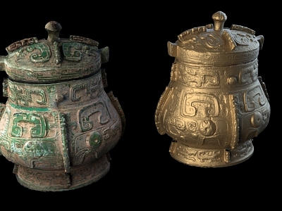 Chinese-style bronze wares with animal surface pattern lifting beam model