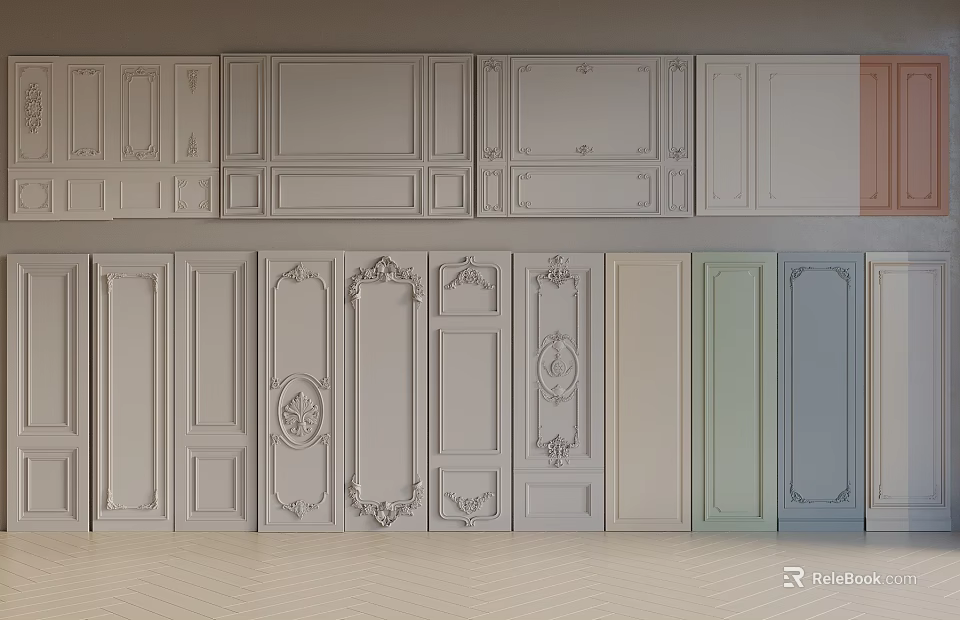 Various Decorative Wall Panels With Different Styles And Colors For Interior Design 3d model