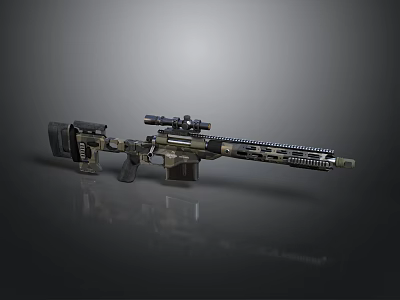 Advanced Tactical Military Sniper Rifle With Camouflage Design And Scope 3d model