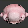 Game And Movie Character With Pink Fluffy Body Big Red Eyes And Round Shape