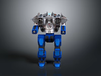 Futuristic Blue And Silver Armored Robot Game Film Character With Mechanical Design 3d model