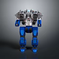 Futuristic Blue And Silver Armored Robot Game Film Character With Mechanical Design