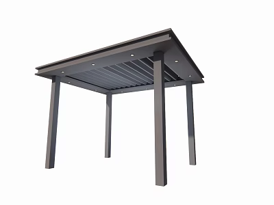 Modern Outdoor Garden Pavilion Design With Four Posts And Sloped Roof 3d model