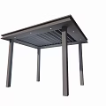 Modern Outdoor Garden Pavilion Design With Four Posts And Sloped Roof