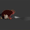 Horned Game Movie Character In Red Armor With Cape And Smoke Effect