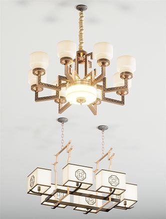 New Chinese Chandelier Combination 3d model