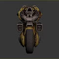 3D Rendered Mechanical Component With Yellow Gray Worn Metal Texture Wheel And Parts