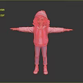 Cartoon Girl With Pink Hair Glasses Hoodie Vest Blue Jeans And Outstretched Arms