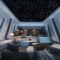 Luxury Home Theater Interior With Starry Ceiling And Comfortable Seating 3d model