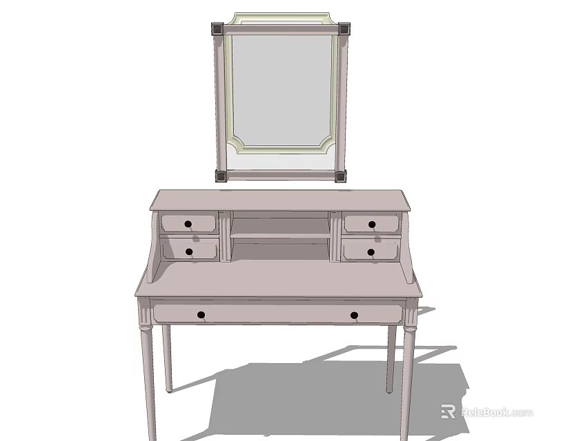 Simple Dressing Table with Mirror and Multiple Drawers for Bedroom Decor 3d model 