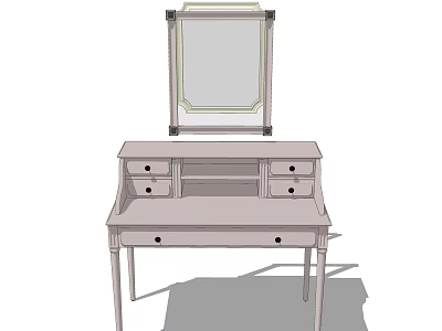 Simple Dressing Table with Mirror and Multiple Drawers for Bedroom Decor 3d model