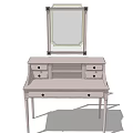 Simple Dressing Table with Mirror and Multiple Drawers for Bedroom Decor 3d model