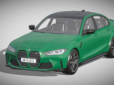Green BMW Sedan With Sporty Design Black Roof And Alloy Wheels 3d model