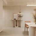Modern Minimalist Living Dining Room With White Sofa Round Coffee Table Chandelier And Open Kitchen