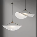 Modern Pendant Lighting Fixtures With White Curved Shades And Metal Hanging Frames