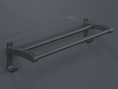 Modern Wall Mounted Bathroom Rack With Double Metal Rods For Towel Storage 3d model