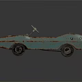 Vintage Rusted Turquoise Open Top Toy Car With Steering Wheel
