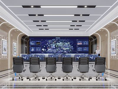 Modern Monitoring Room Science and Technology Command Center 3d model