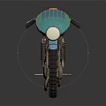 Vintage Turquoise Motorcycle With Red Leather Seat And Retro Metallic Design Elements