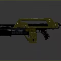 Futuristic Military Green And Black Weapon With Mechanical Rifle Design Structure