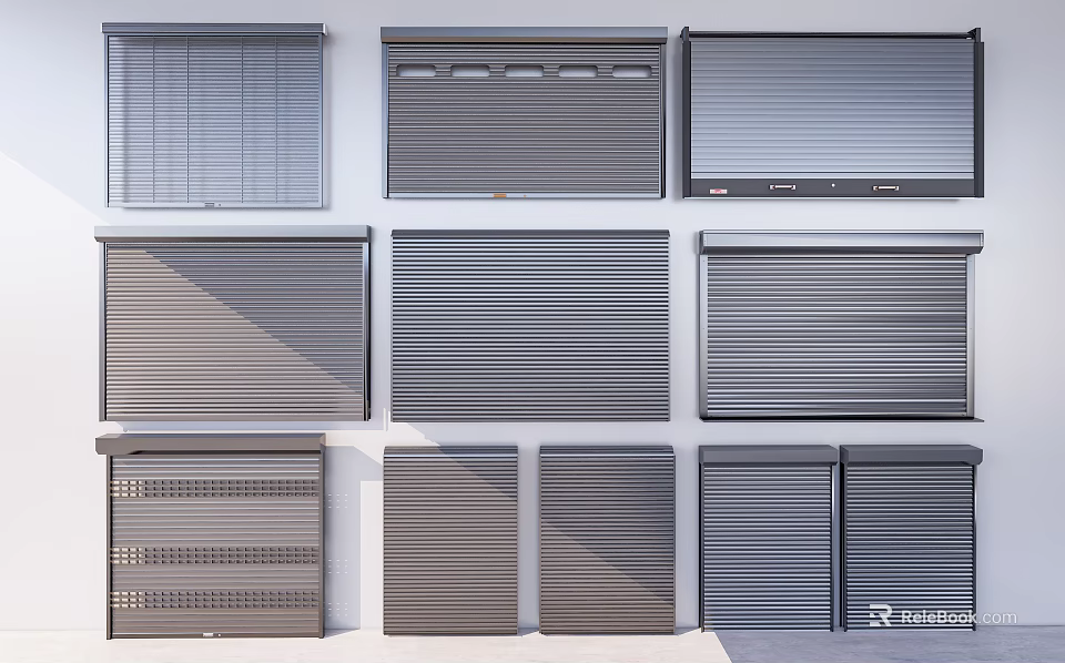 Various Window Roller Shutter Styles With Different Slat Patterns And Designs 3d model