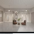 Bridal Shop Elegant Interior With Wedding Dresses Mannequins Comfy Sofas And Flower Vase