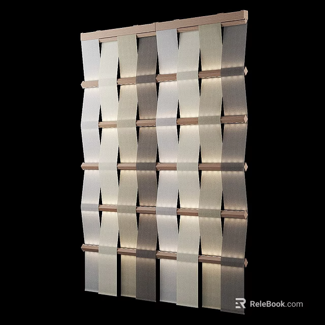 Modern Woven Wall with White Light Colored Stripes Grid Structure and Lighting Effect 3d model 