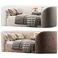 Cozy Kids Bed Design With Plush Upholstery Soft Mattress Striped Blanket And Animal Pillow