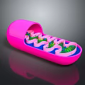 Pink Capsule Shaped Daily Life Product With Blue Base Green Decorations And Wavy Interior Track